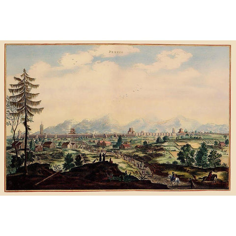 Peking China Picture - Nieuhoff 1655 Black Modern Wood Framed Art Print by Nieuhoff