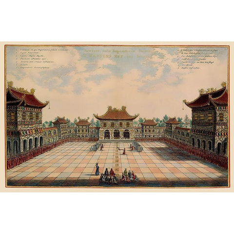 Peking China Picture - Nieuhoff 1655 Gold Ornate Wood Framed Art Print with Double Matting by Nieuhoff