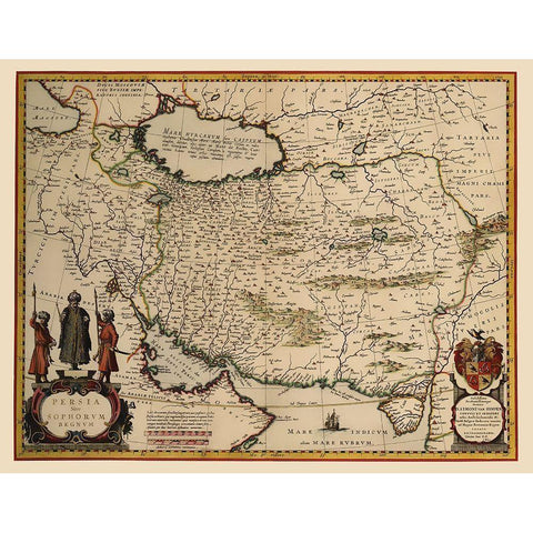 Middle East Persia - Blaeu 1662 Gold Ornate Wood Framed Art Print with Double Matting by Blaeu
