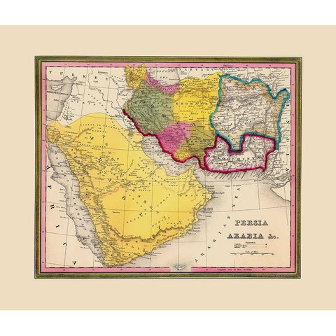 Middle East Persia Arabia Yemen - Mitchell 1846 White Modern Wood Framed Art Print by Mitchell