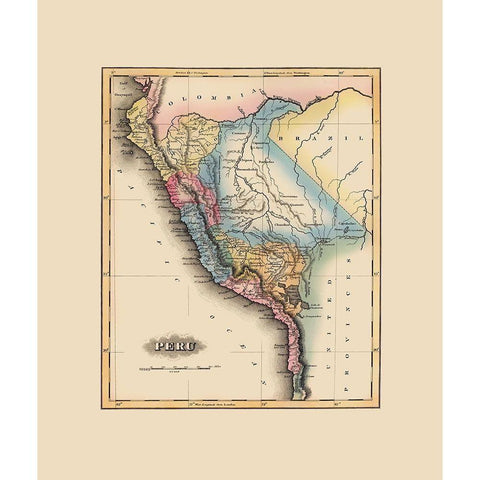 South America Peru - Lucas 1823 Gold Ornate Wood Framed Art Print with Double Matting by Lucas