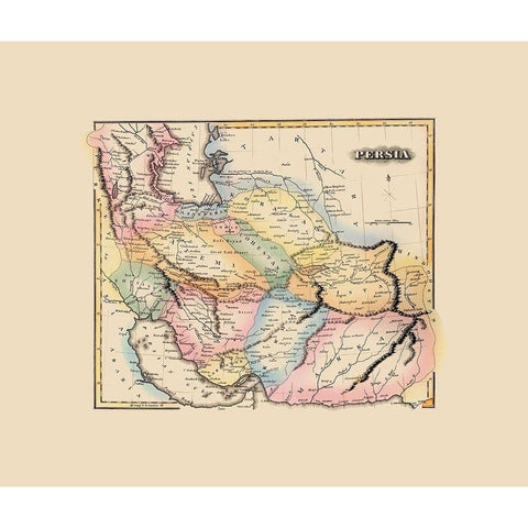 Middle East Persia - Lucas 1823 Black Modern Wood Framed Art Print with Double Matting by Lucas