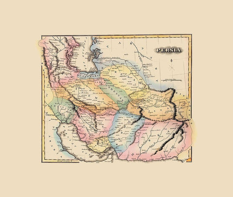 Middle East Persia - Lucas 1823 White Modern Wood Framed Art Print with Double Matting by Lucas