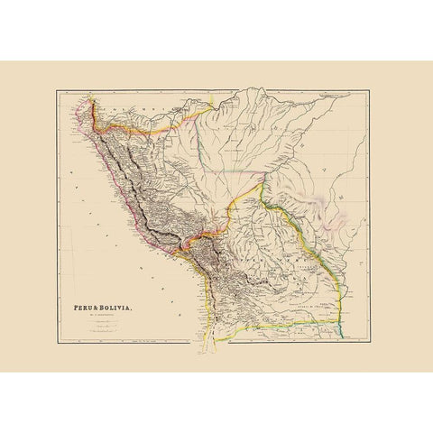 South America Peru Bolivia - Arrowsmith 1844 White Modern Wood Framed Art Print by Arrowsmith