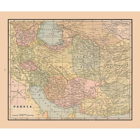 Middle East Persia - Cram 1888 White Modern Wood Framed Art Print by Cram