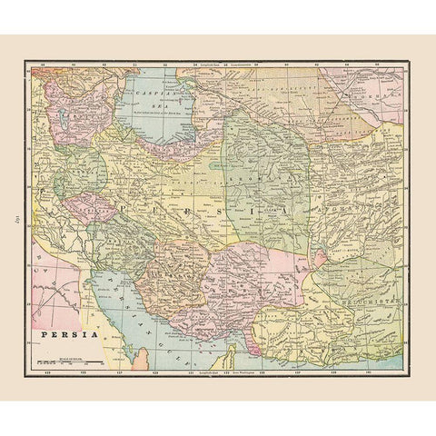 Middle East Persia - Cram 1892 White Modern Wood Framed Art Print by Cram