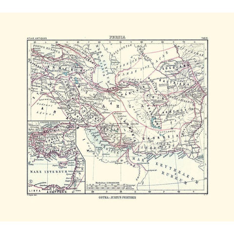 Middle East Persia - Perthes 1896 White Modern Wood Framed Art Print by Perthes