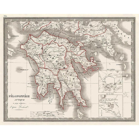 Europe Peloponnesus Peninsula Greece - Monin 1839 White Modern Wood Framed Art Print by Monin