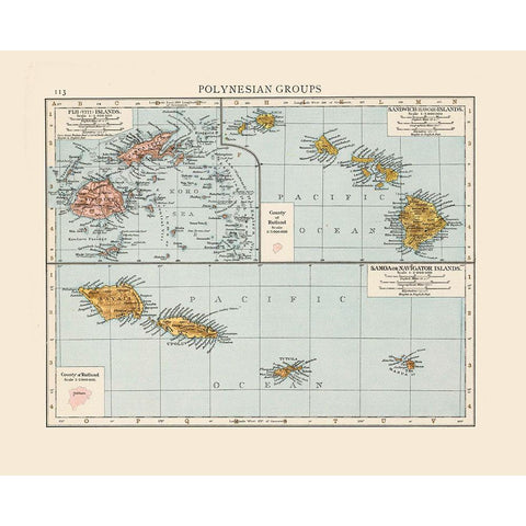 Polynesian Islands Oceania  White Modern Wood Framed Art Print by Unknown