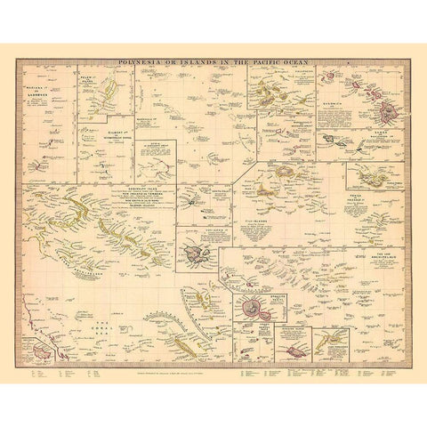 Polynesian Islands Oceania - Chapman 1840 Black Modern Wood Framed Art Print with Double Matting by Chapman