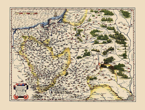 Eastern Europe Poland - Ortelius 1587 White Modern Wood Framed Art Print with Double Matting by Ortelius