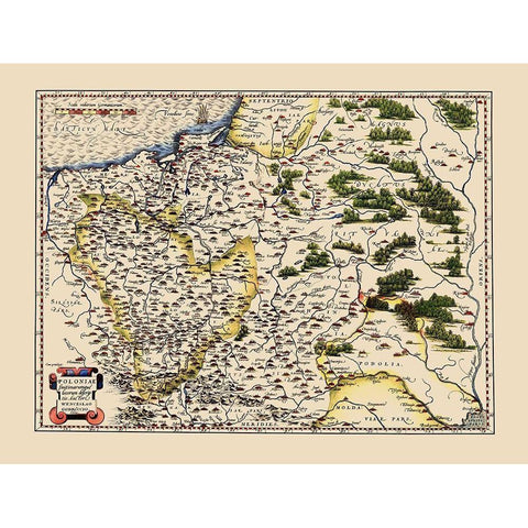 Eastern Europe Poland - Ortelius 1587 Black Modern Wood Framed Art Print by Ortelius