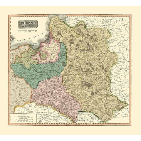 Eastern Europe Poland - Thomson 1817 White Modern Wood Framed Art Print by Thomson