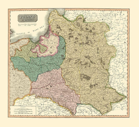 Eastern Europe Poland - Thomson 1817 White Modern Wood Framed Art Print with Double Matting by Thomson