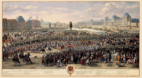 Pont Neuf Paris Picture France - Huchtenburg 1690 White Modern Wood Framed Art Print with Double Matting by Huchtenburg