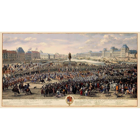 Pont Neuf Paris Picture France - Huchtenburg 1690 Black Modern Wood Framed Art Print by Huchtenburg