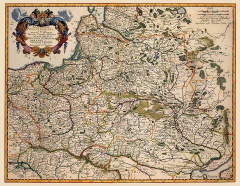 Eastern Europe Poland - Visscher 1680 Black Ornate Wood Framed Art Print with Double Matting by Visscher