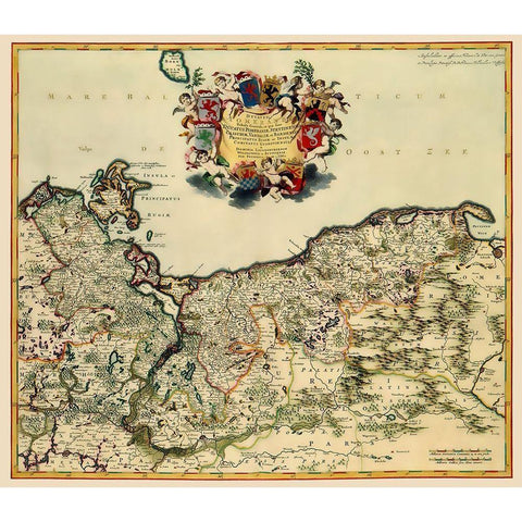 Pomerania Province Germany Poland - De Wit 1688 White Modern Wood Framed Art Print by De Wit