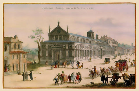 Popes Palace Rome Picture Italy - Visscher 1681 White Modern Wood Framed Art Print with Double Matting by Visscher