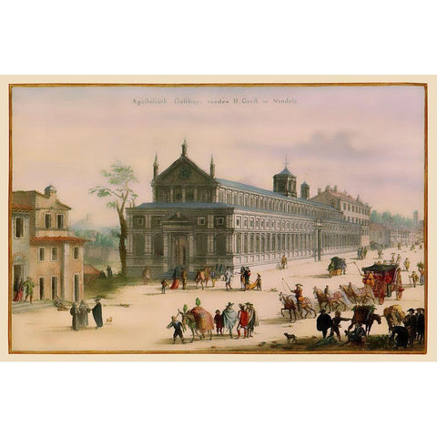 Popes Palace Rome Picture Italy - Visscher 1681 Black Modern Wood Framed Art Print with Double Matting by Visscher