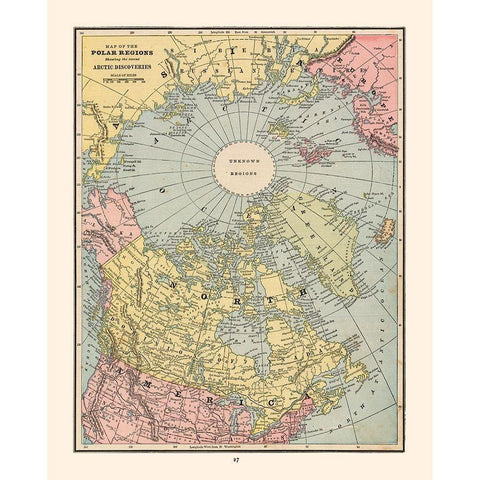 Polar Regions Arctic Discoveries - Cram 1888 Black Modern Wood Framed Art Print with Double Matting by Cram