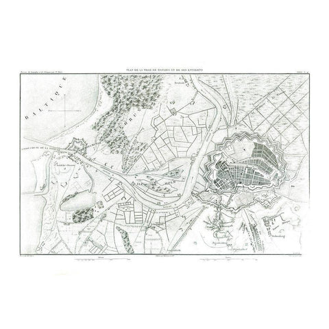 Europe Gdansk Poland - Thiers 1866 Black Modern Wood Framed Art Print with Double Matting by Thiers