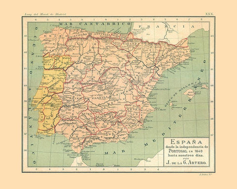 Europe Portugal Spain Independence 1640 AD White Modern Wood Framed Art Print with Double Matting by Artero