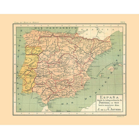Europe Portugal Spain Independence 1640 AD Black Modern Wood Framed Art Print by Artero
