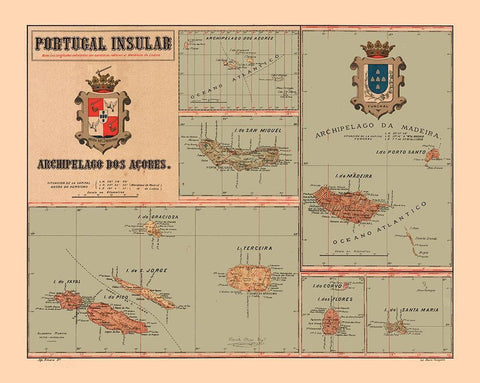 Europe Portugal Insular Azores - Martine 1904 White Modern Wood Framed Art Print with Double Matting by Martine