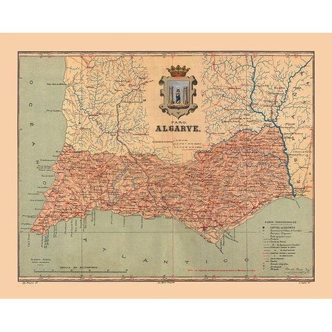 Europe Portugal Algarve - Martine 1904 White Modern Wood Framed Art Print by Martine