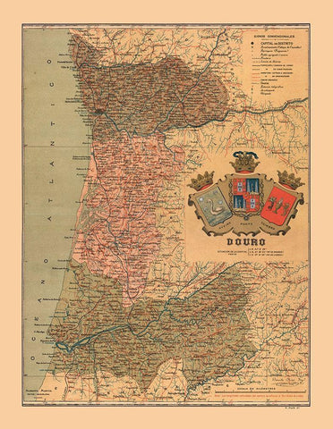 Europe Portugal Douro - Martine 1904 Black Ornate Wood Framed Art Print with Double Matting by Martine