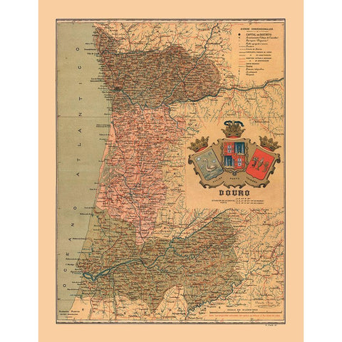 Europe Portugal Douro - Martine 1904 Black Modern Wood Framed Art Print by Martine