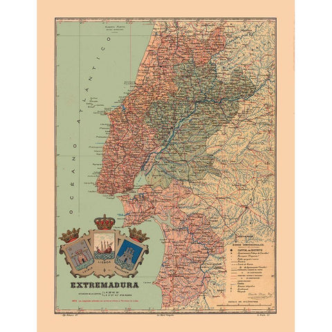 Europe Portugal Estremadura - Martine 1904 Black Modern Wood Framed Art Print by Martine