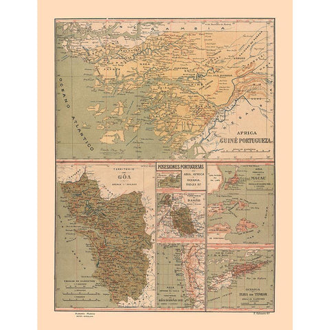 Portuguese Possessions Guinea - Martine 1904 Black Modern Wood Framed Art Print by Martine