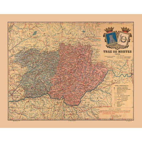 Europe Portugal Tras os Montes 1903 - Martine 1904 Black Modern Wood Framed Art Print with Double Matting by Martine
