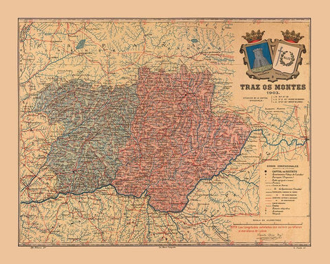 Europe Portugal Tras os Montes 1903 - Martine 1904 White Modern Wood Framed Art Print with Double Matting by Martine