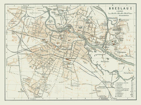 Europe Wroclaw Poland - Baedeker 1914 White Modern Wood Framed Art Print with Double Matting by Baedeker