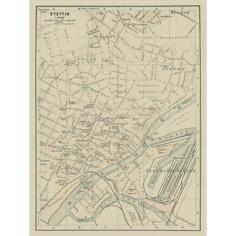 Europe Szczecin Poland - Baedeker 1914 Gold Ornate Wood Framed Art Print with Double Matting by Baedeker