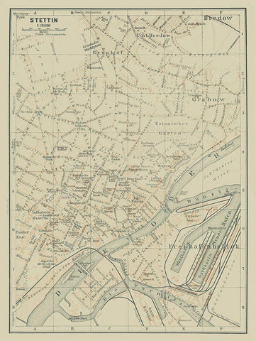 Europe Szczecin Poland - Baedeker 1914 White Modern Wood Framed Art Print with Double Matting by Baedeker