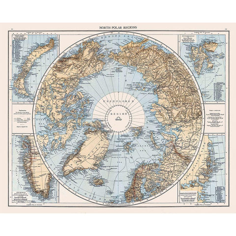 North Polar Regions - Andree 1905 Gold Ornate Wood Framed Art Print with Double Matting by Andree