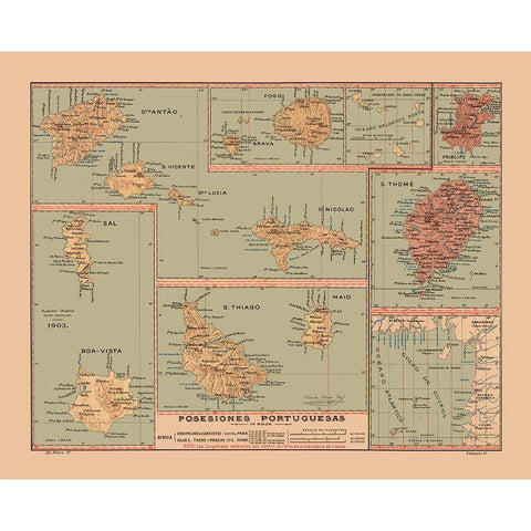 Portuguese Possessions 1903 - Martine 1904 Black Modern Wood Framed Art Print with Double Matting by Martine