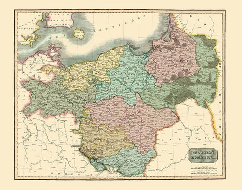 Prussia Germany - Thomson 1817 White Modern Wood Framed Art Print with Double Matting by Thomson