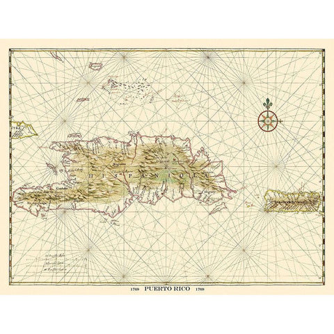 Caribbean Puerto Rico - 1769 Black Modern Wood Framed Art Print by Unknown