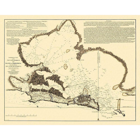 Principal Harbour Caribbean Puerto Rico Gold Ornate Wood Framed Art Print with Double Matting by Churruca