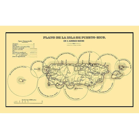 Lighthouses Caribbean Puerto Rico - 1885 White Modern Wood Framed Art Print by Unknown