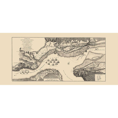 Quebec Region Old French War Canada - Jefferys Black Modern Wood Framed Art Print with Double Matting by Jefferys