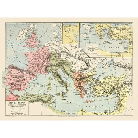 Europe Roman Empire - Drioux 1882 Gold Ornate Wood Framed Art Print with Double Matting by Drioux