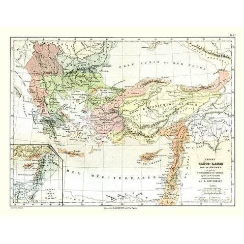 Greco Roman Empire Middle East - Cortambert 1880 Black Modern Wood Framed Art Print with Double Matting by Cortambert