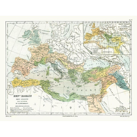 Europe Roman Empire Augustus - Cortambert 1880 Black Modern Wood Framed Art Print with Double Matting by Cortambert