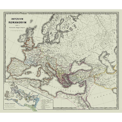 Europe Roman Empire - Spruner 1865 Gold Ornate Wood Framed Art Print with Double Matting by Spruner